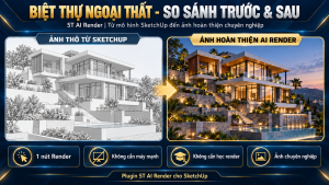 Render nội thất và ngoài thất với AI