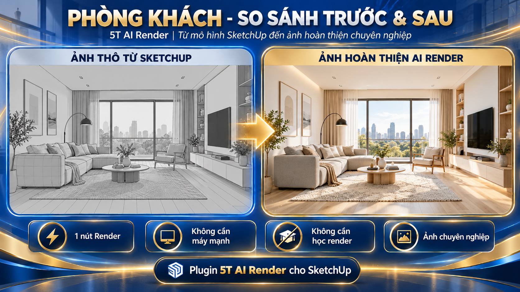 Render nội thất 5T AI Render