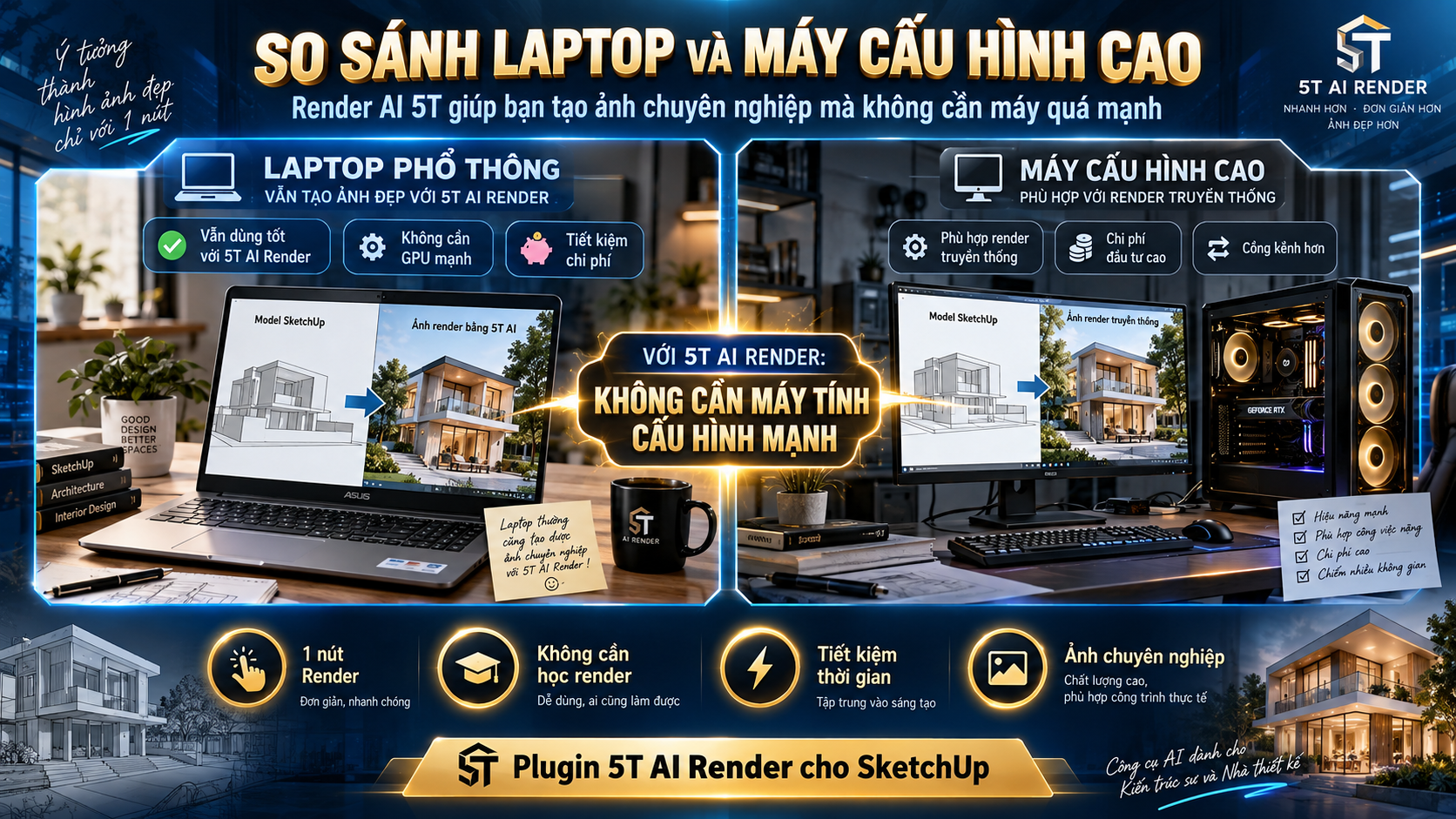 Chỉ cần laptop không cần cấu hình cao cũng có thể Render